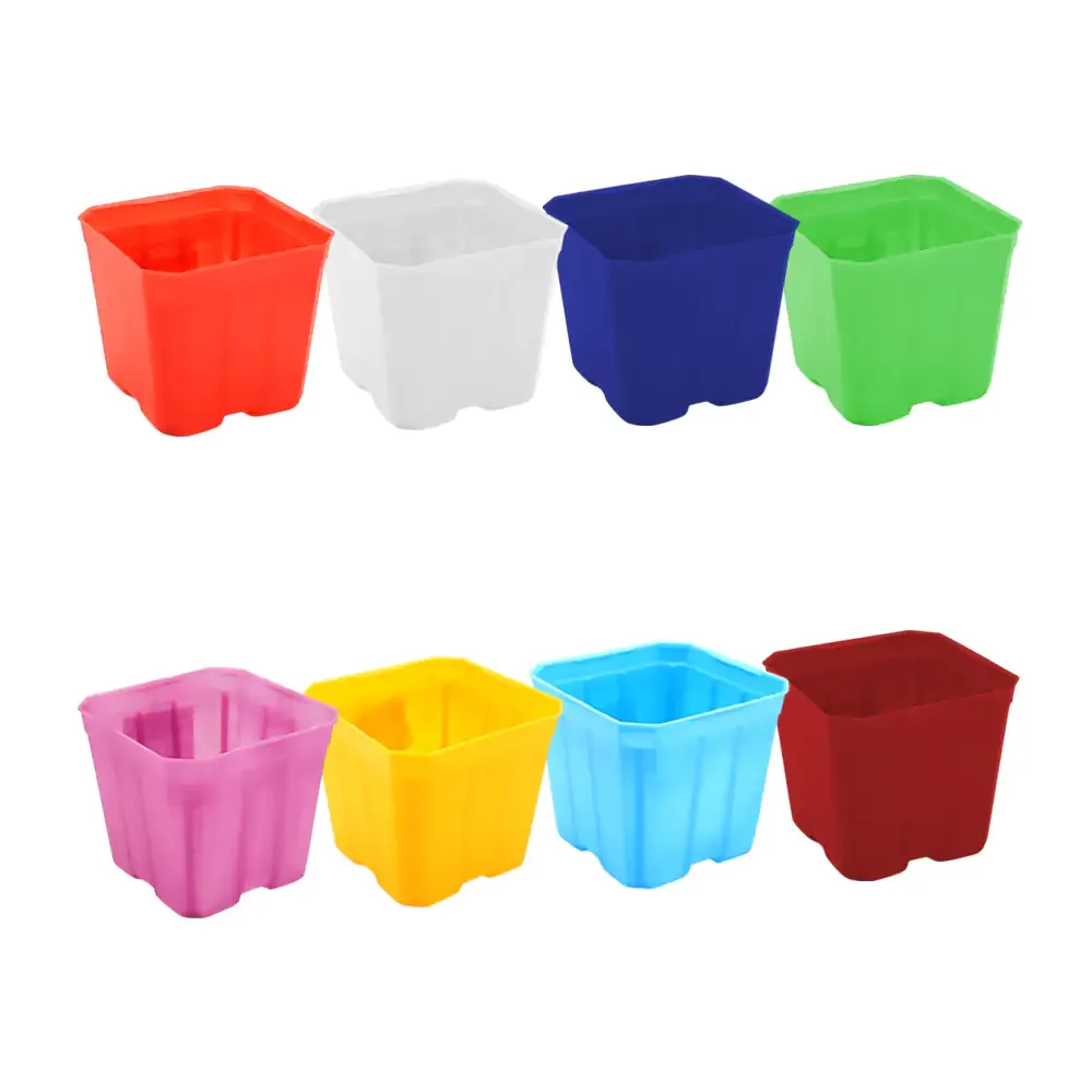 1pz mini maceta cuadrada de plástico, 6x5x5 cm, variedad de colores / 307702