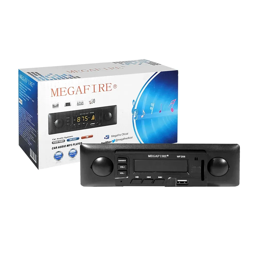 Estéreo sencillo mp3 para automóvil con radio fm, pantalla digital + entrada para usb, cable auxiliar y tarjeta sd / mf206
