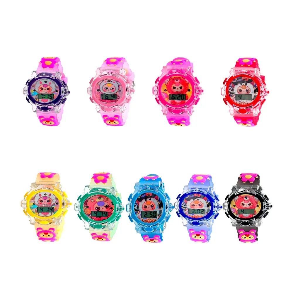 Reloj digital de plástico infantil con diseño kawaii, variedad de colores / d-79