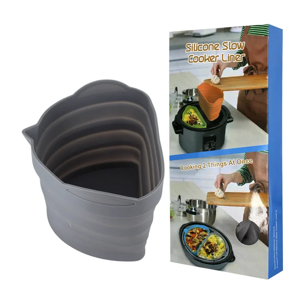 Contenedor - recipiente, plegable, de silicón, para revestimiento de ollas, variedad de colores / silicone slow cooker liner / 15760