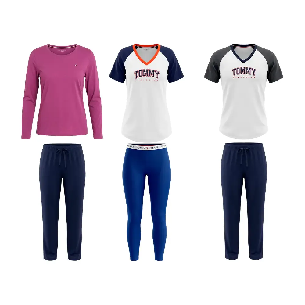 Conjunto tipo pijama original tommy hilfiger de 2 piezas, camisa y pantalón
