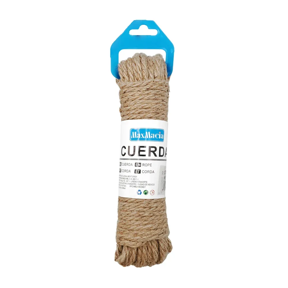 Cuerda de yute tipo lazo para colgar ropa maxmacia con medida de 0.4cm x 20m