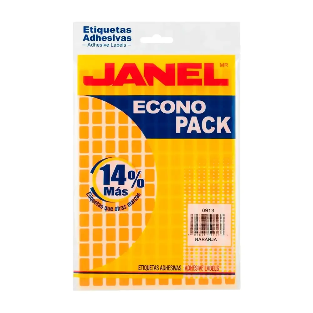 Paquete con 1440 etiquetas janel de 9x13mm en color naranja / 0913 / 3686