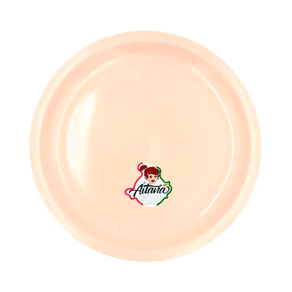 1pz Plato extendido circular de plástico aitana de 24cm en color beige