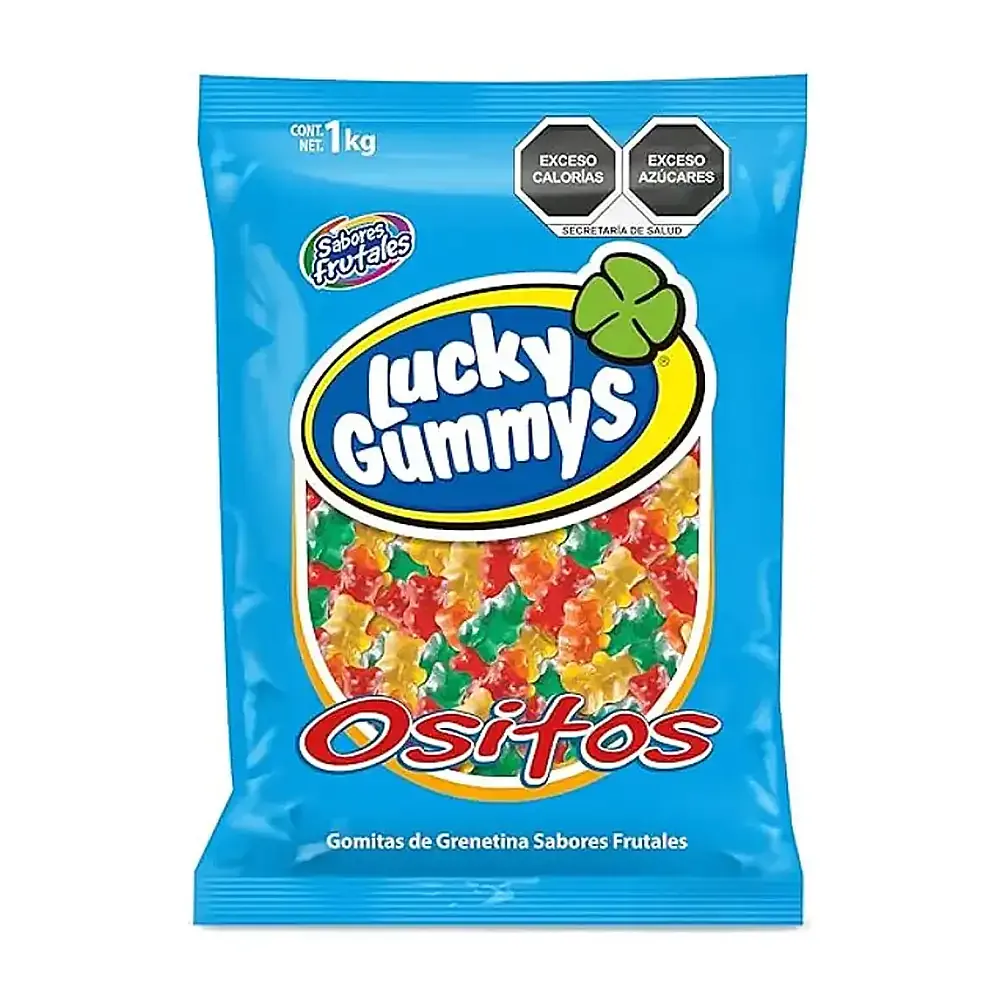 Bolsa con 1kilo ositos de gomitas lucky gummy en variedad de sabores / 100014
