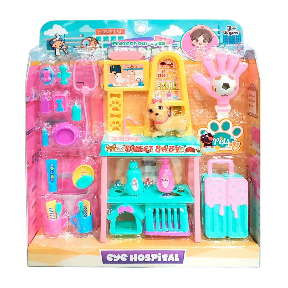Set de juego con temática de hospital veterinario, varios accesorios / 8813