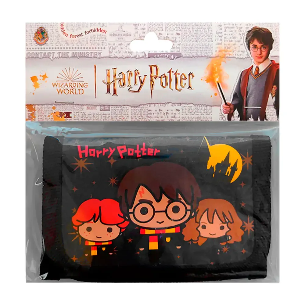 Cartera - billetera infantil, plastificada con estampado de Harry potter + velcro