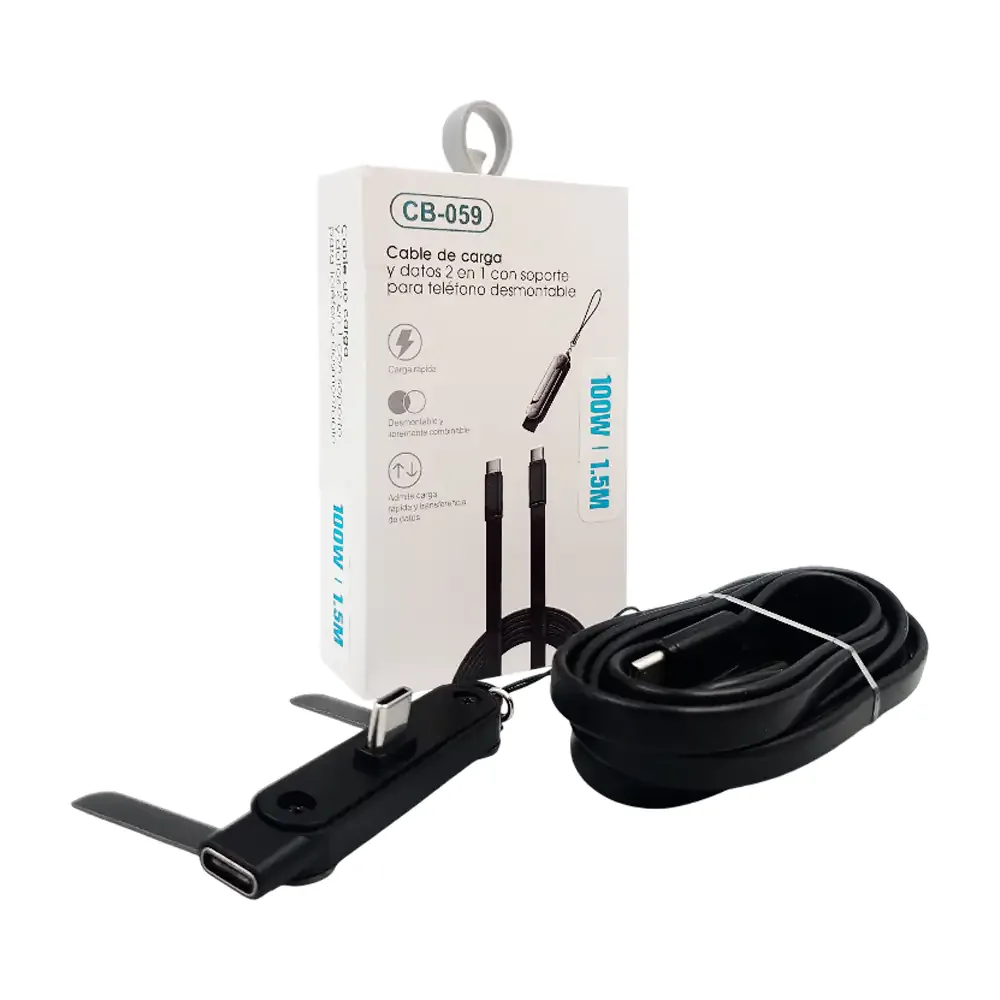 Cable de carga y datos 2en1 100w moreka con longitud 1.5m + soporte para teléfono / cb-059