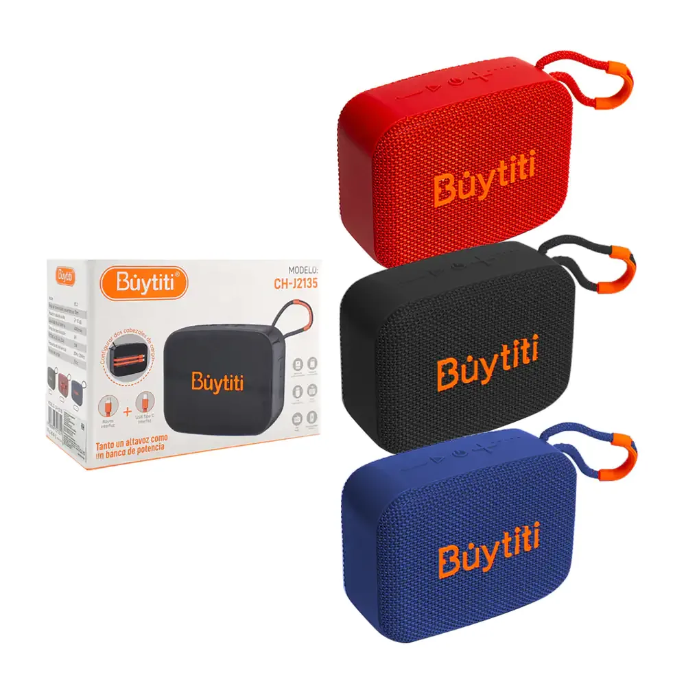 Bocina inalámbrica portátil + 2 cables cargadores tipo c y lightning, variedad