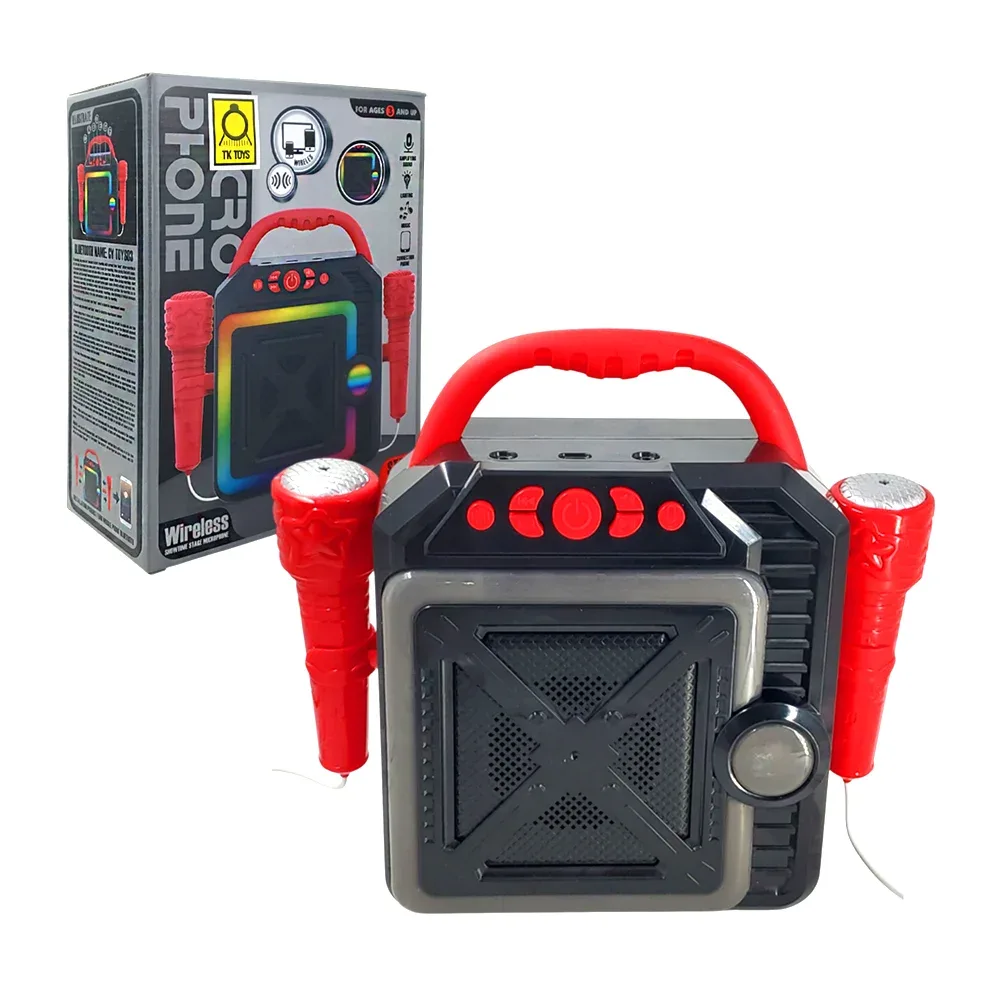 Bocina karaoke bluetooth de juguete con dos micrófonos y luces /star party/5066a