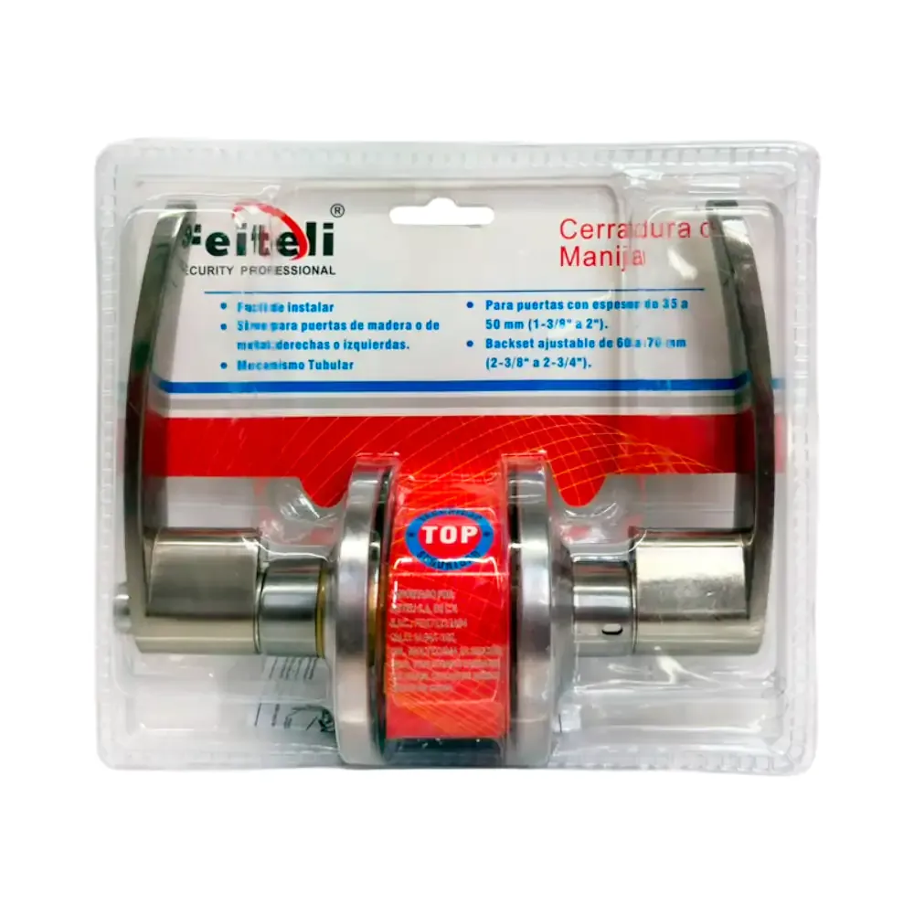Cerradura de manija para recámara de níquel satinado. nivel de seguridad medio, anticorrosión + juego de llaves / 806sn-et