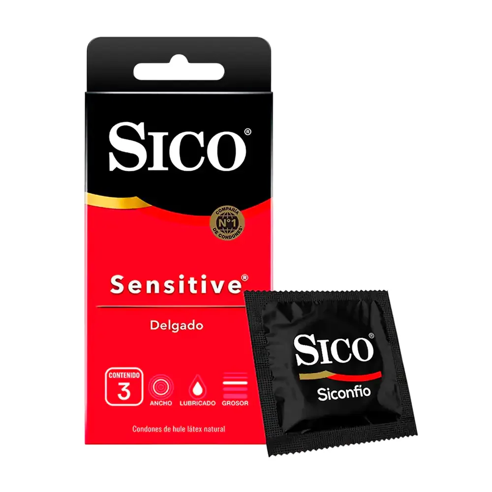 Paquete con 3 preservativos - condones sico sensitive extra lubricados / 368126
