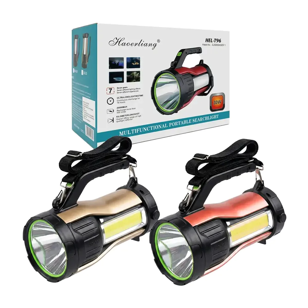 Lámpara tipo linterna de 30w recargable con 7 modos de iluminación y agarradera