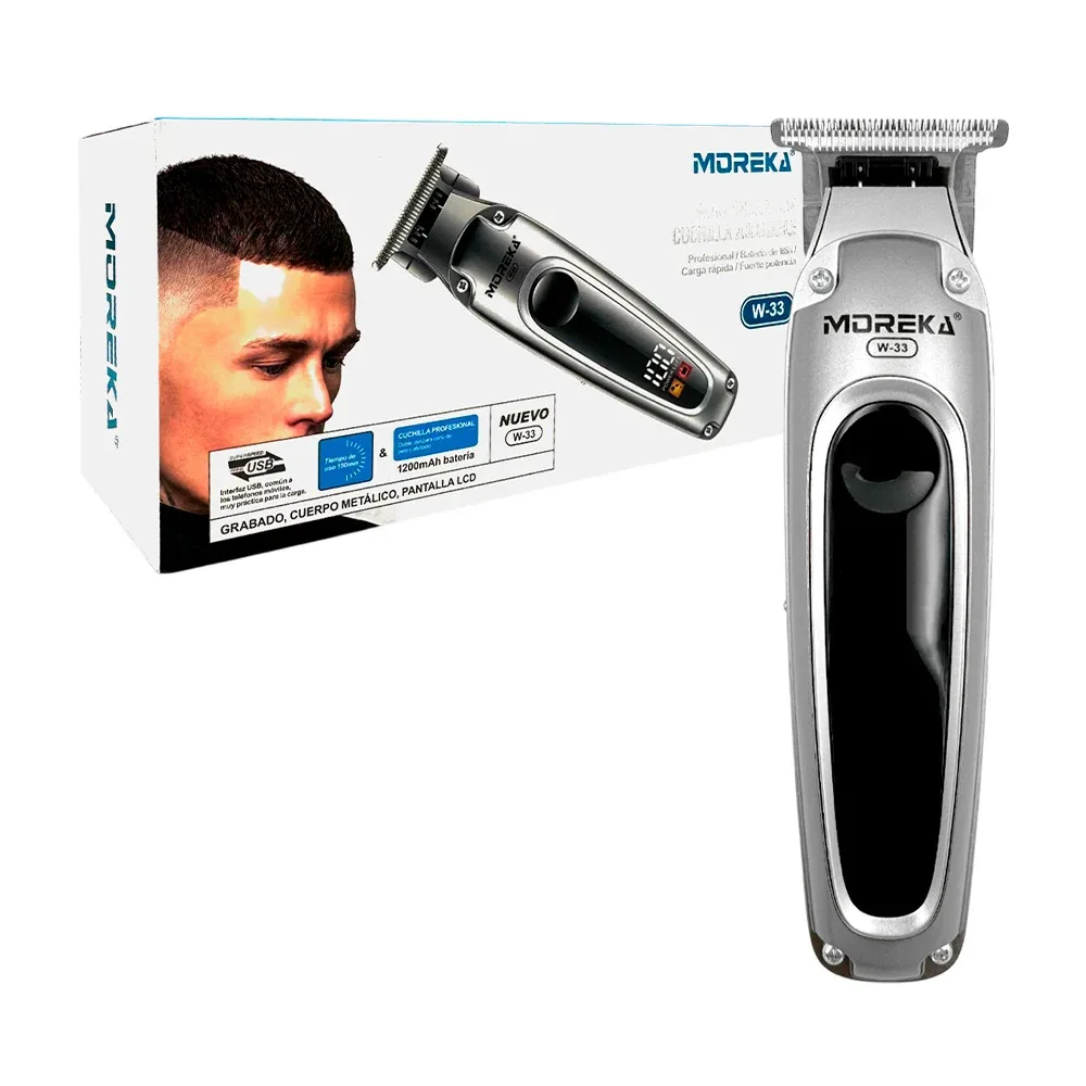 Máquina para cortar el cabello, inalámbrica + accesorios intercambiables y pantalla led / w-33