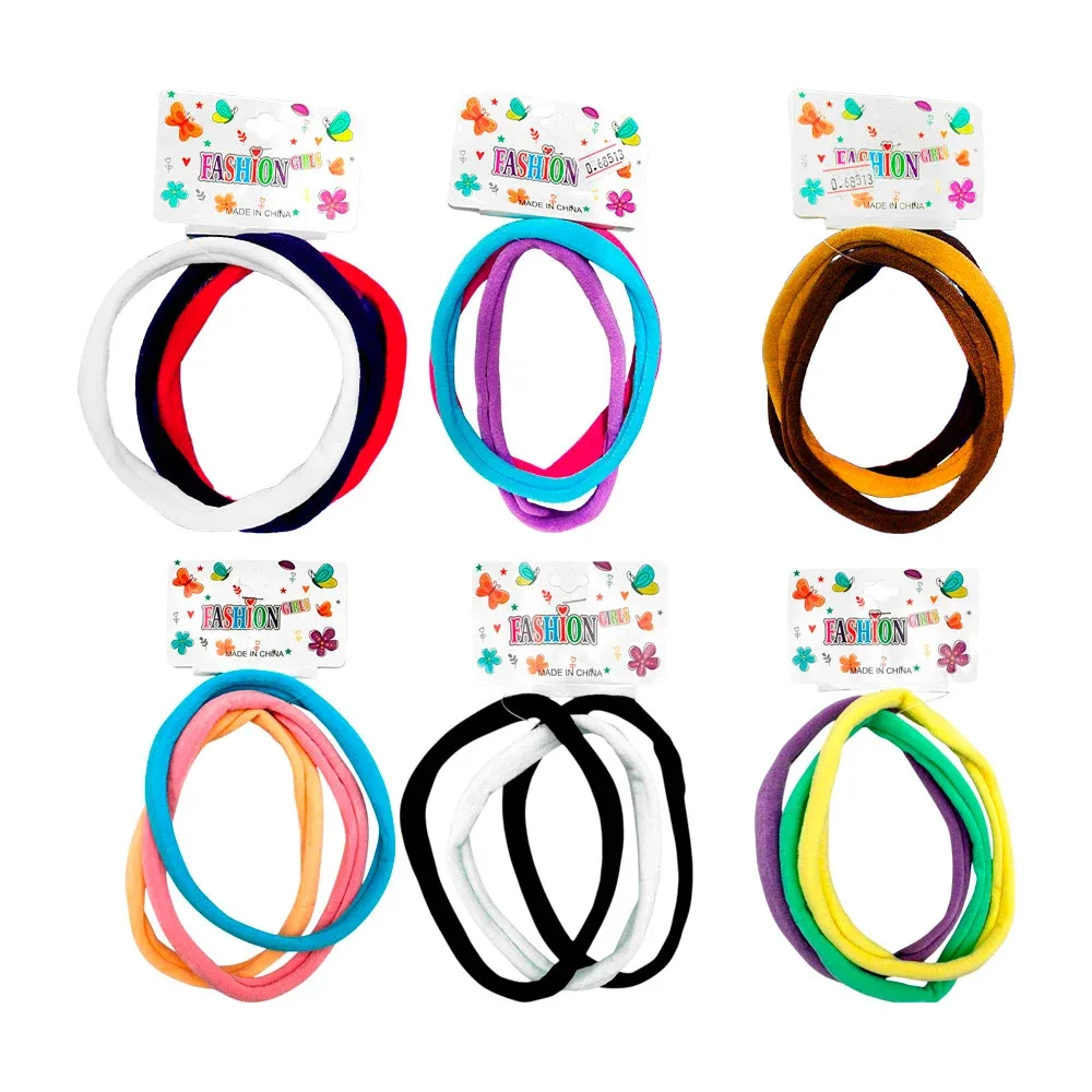 Blíster de 3 donas grandes para el cabello, lisas y elásticas, variedad de colores / 14.5cms / fashion girls