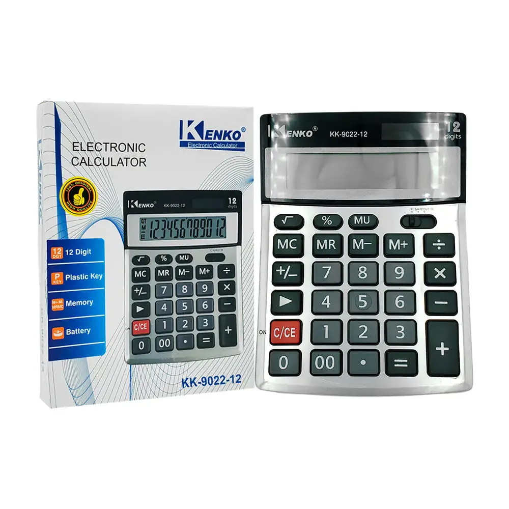 Calculadora cuadrada digital kenko de 12 dígitos con panel solar, multifuncional