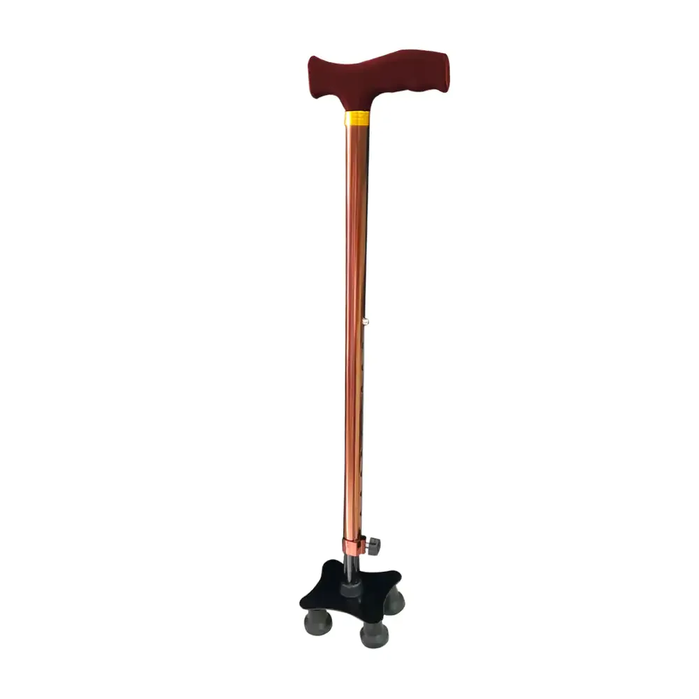 Bastón metálico, ortopédico plegable con agarre ergonómico y 4 apoyos