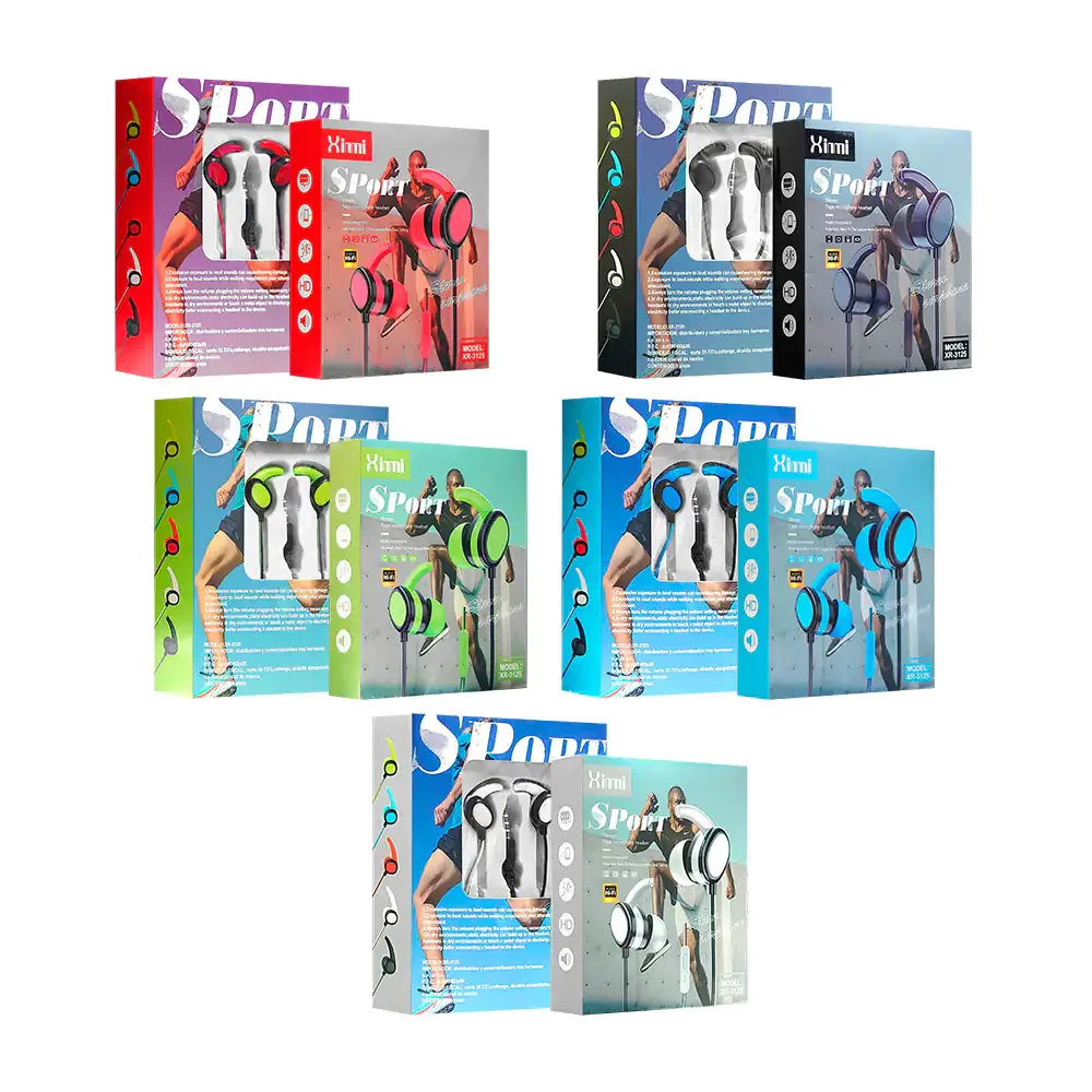 Audífonos alámbricos earphone sport xinmi con sonido estéreo, variedad de colores / xr-3125