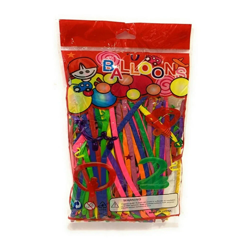 Paquete con 200 globos salchicha 23cm de largo, variedad de colores / balloons / af007