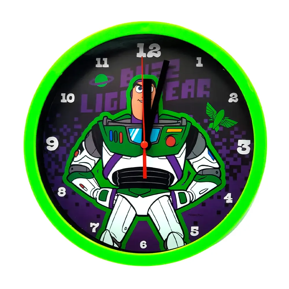 Reloj redondo análogo de pared de 20cm con estampado de buzz lightyear