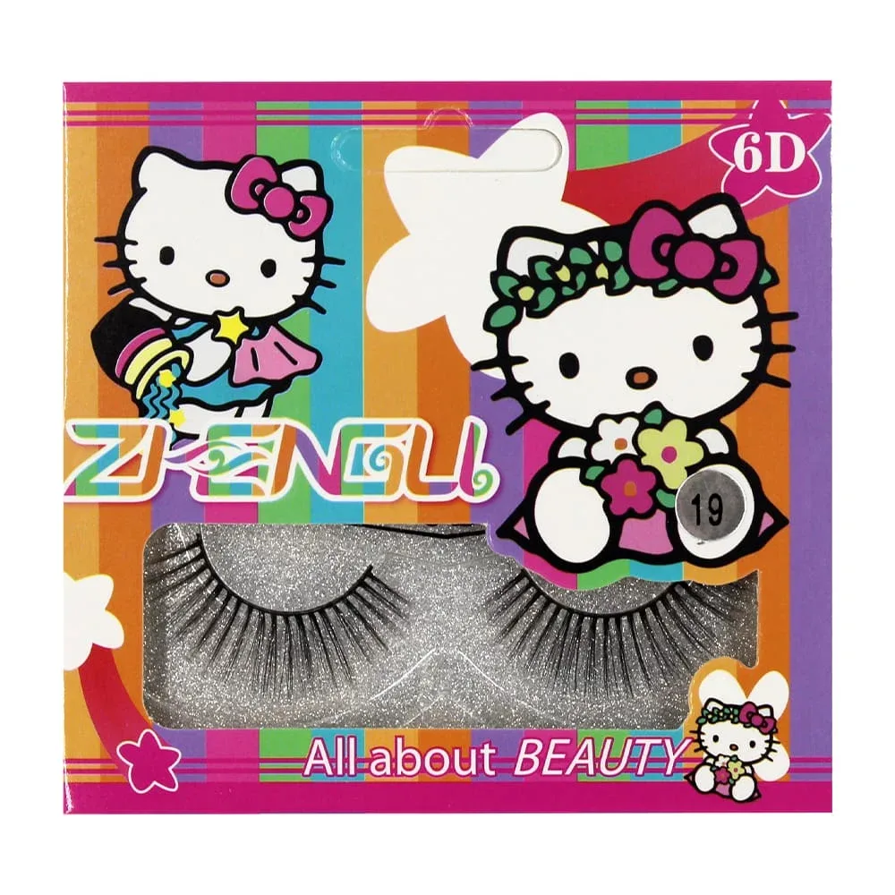 1pza Pestañas postizas 6d zi engu + estampado de hello kitty/ all about beauty / a1389