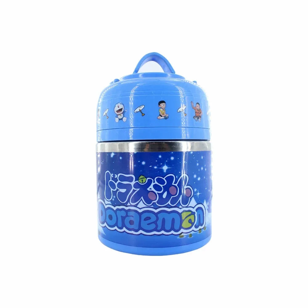 Tupper térmico de acero inoxidable con estampado de personajes, 2 compartimentos y  agarradera de plástico / 2071