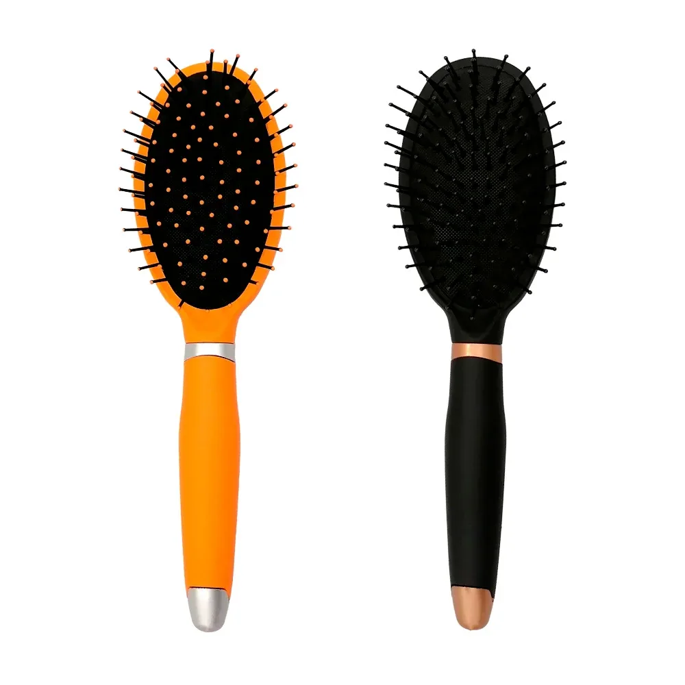 Cepillo de plástico ovalado con espejo para el cabello, variedad de colores / a595