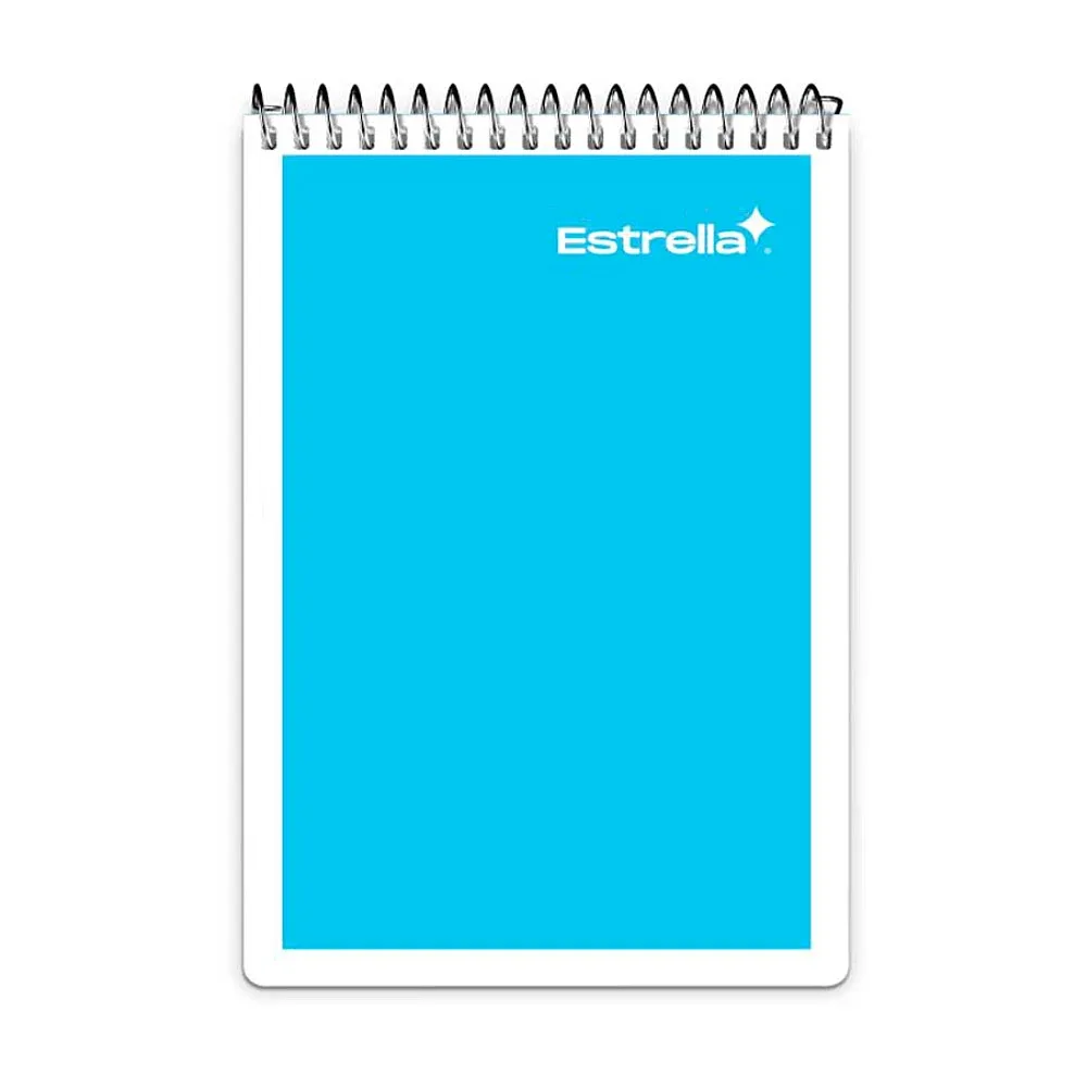 Libreta - cuaderno estrella larga con 80 hojas en raya para taquigrafia, espiral metálico, variedad de colores / 104019 / 000353 / cuaderno 80 hojas