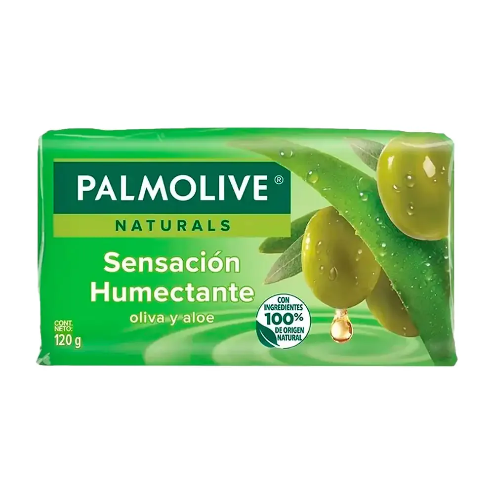 1pza Jabón en barra palmolive naturals oliva y aloe vera, 120g