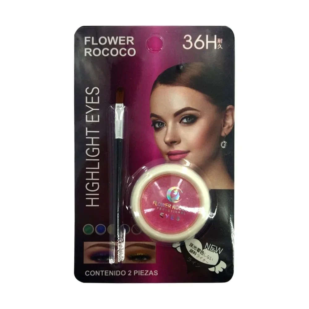 1pza Sombra para ojos 36h flower rococo con mini brocha aplicadora, variedad de tonos / h07