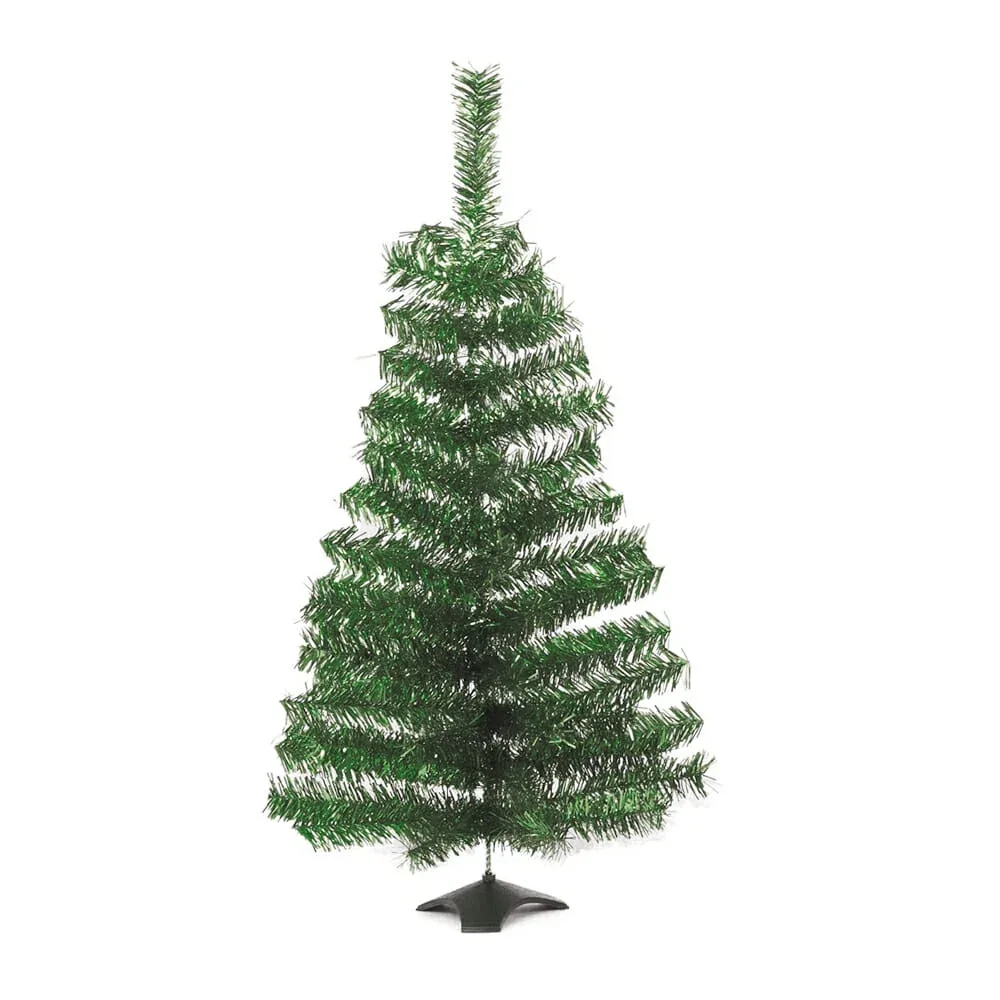 Árbol / pino de navidad monarca color verde con base de plástico negro para escritorio, 60cm