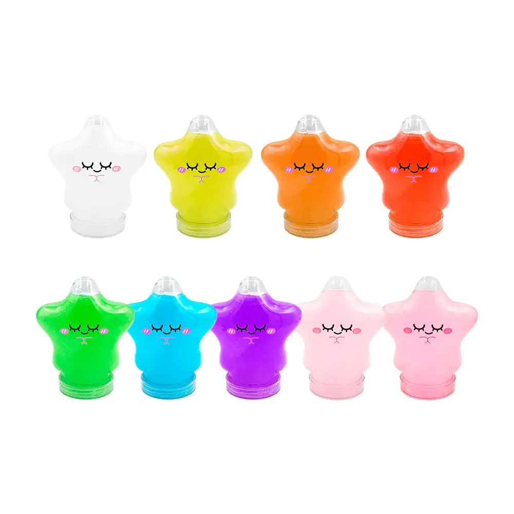 1pz bote en forma de estrella con slime y glitter, variedad de colores / h-1965