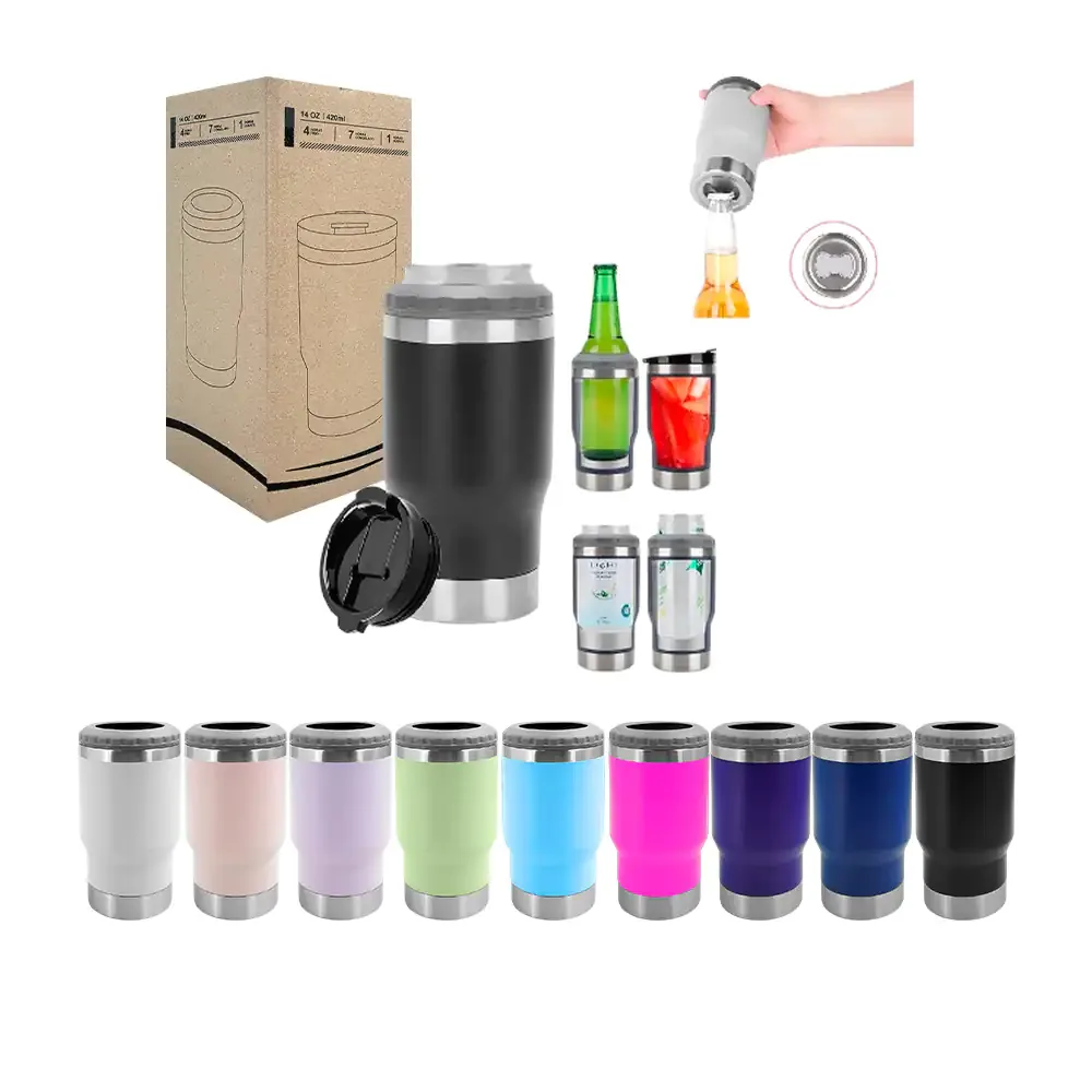 Vaso tipo termo liso con capacidad de 14oz porta cerveza + accesorios, variedad