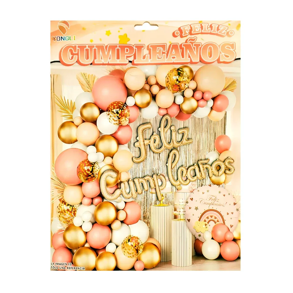 Set de globos decorativos con 61 pcs de color rosa en tonos pastel / ygli-164