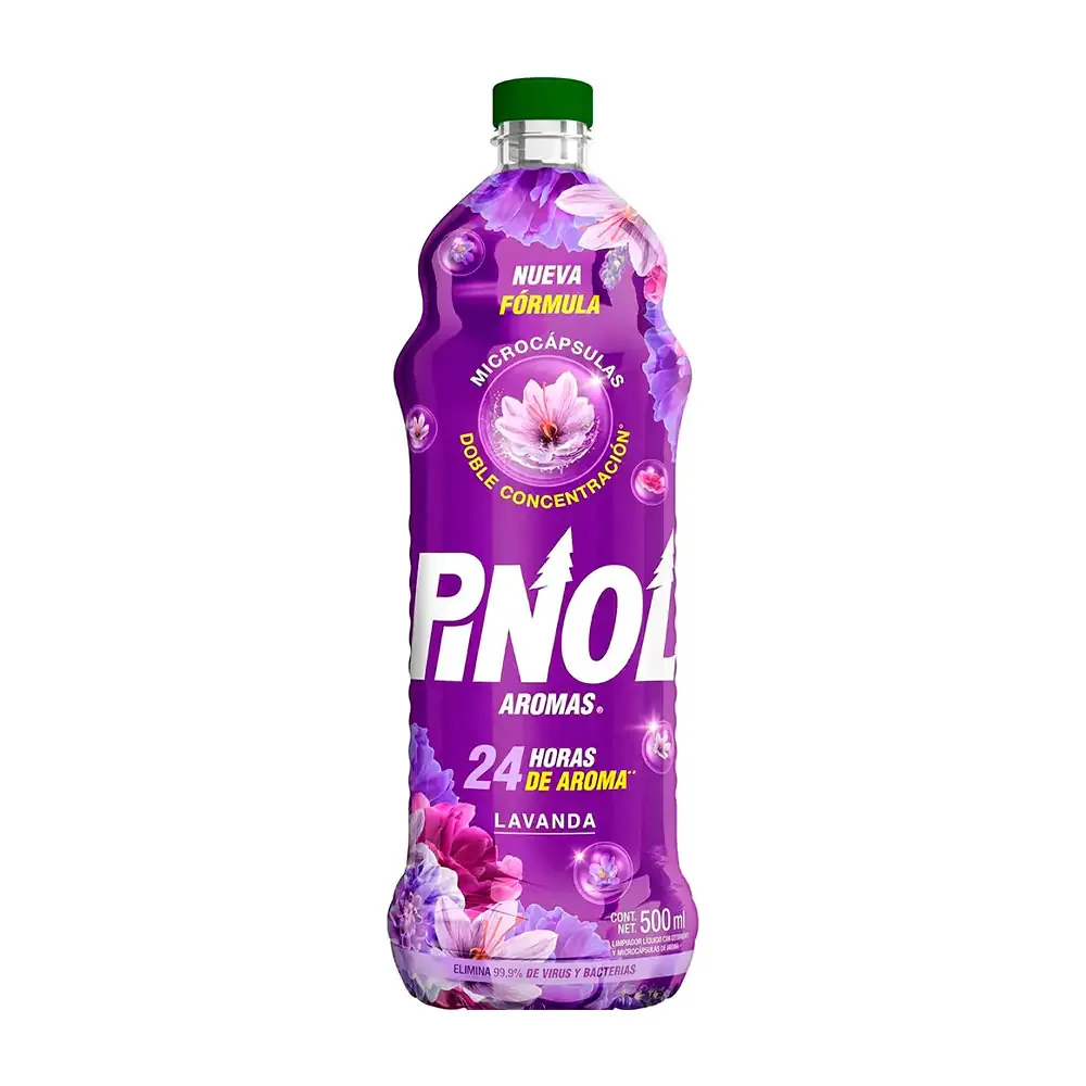 1pza botella de limpiador pinol aromas con aceite de pino lavanda, 500ml / pinol500.l