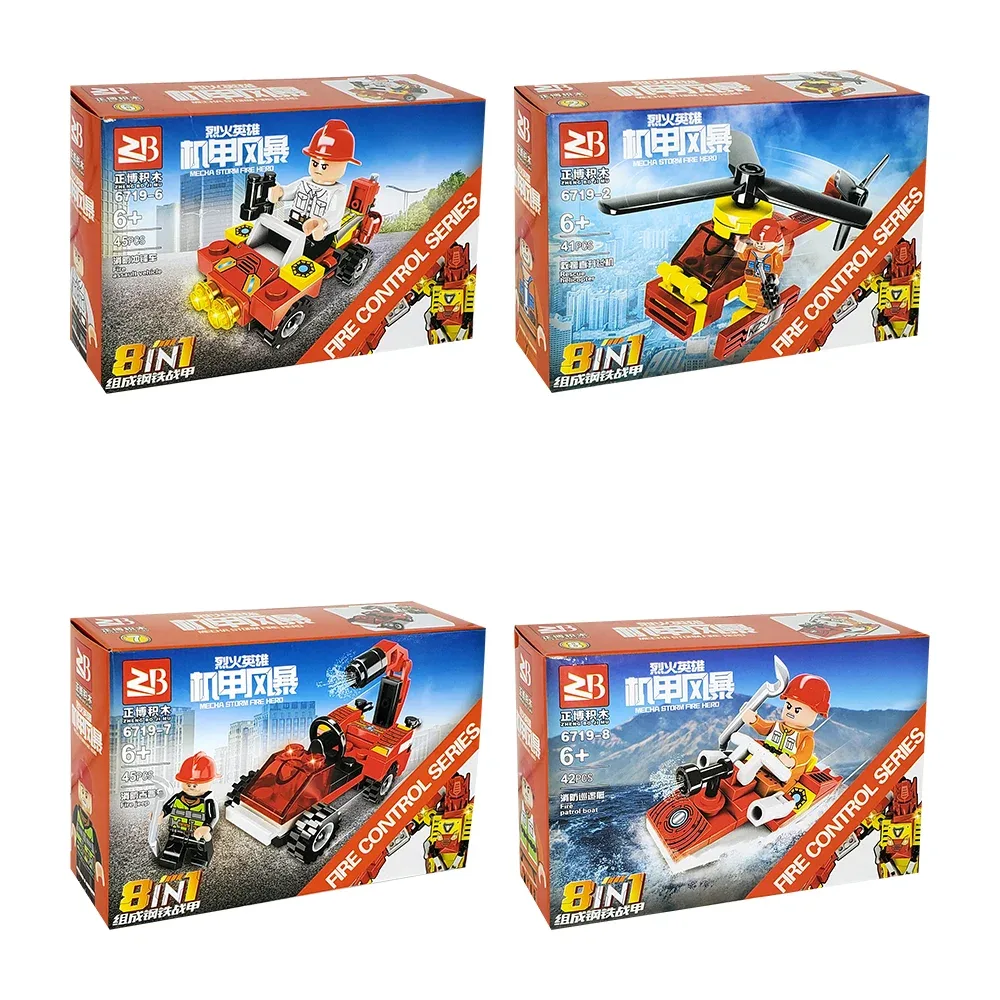Juguete armable con mini bloques de 41 a 45 piezas en forma de vehículos de bombero, variedad de modelos / fire control series / xj-6719