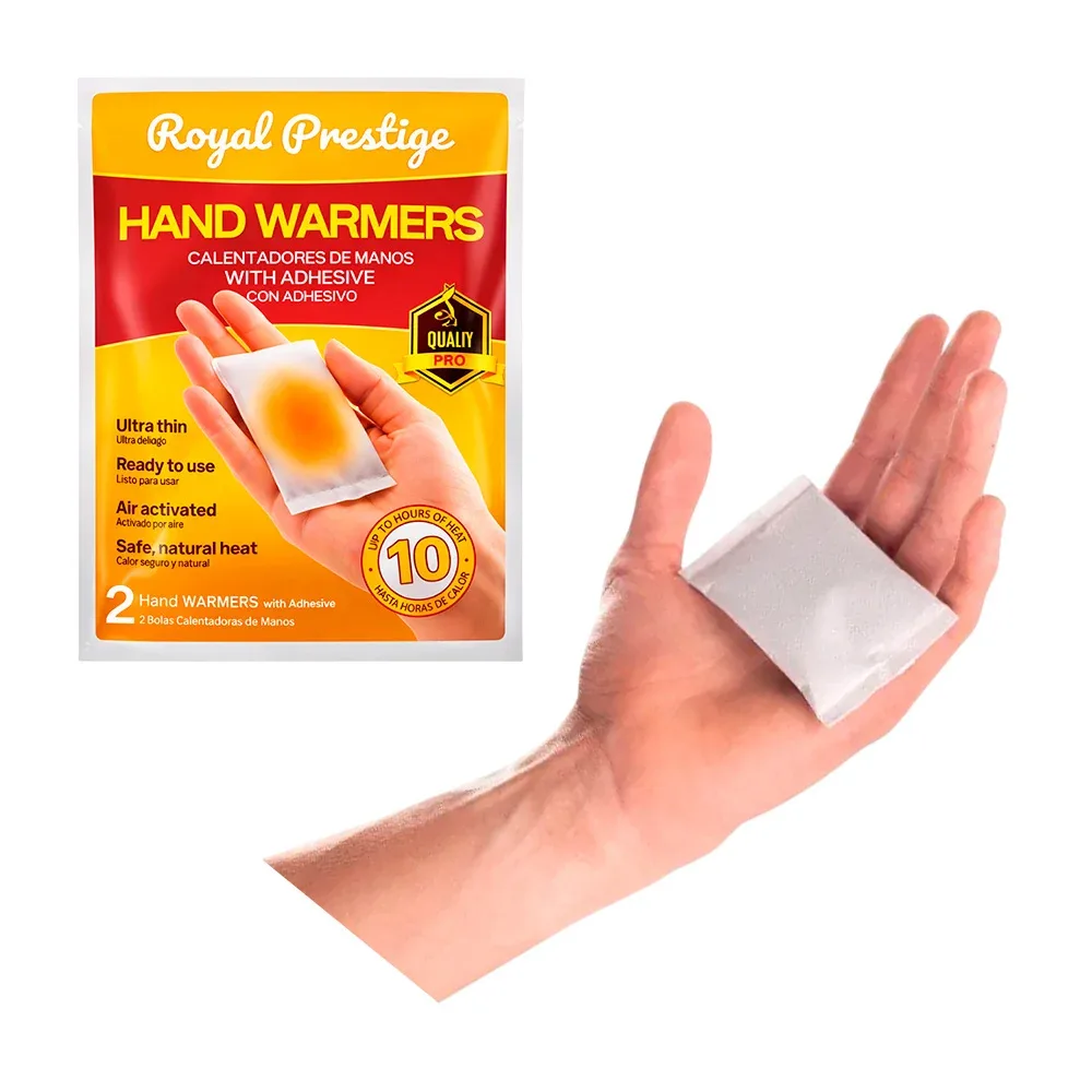 Par de calentadores para manos con adhesivo y una duración de 10 horas / hand warmers / royal prestige / 81151