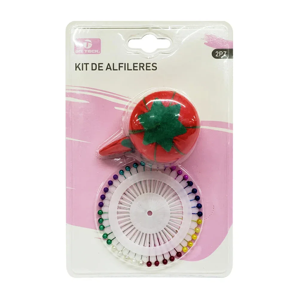 Juego con 40 alfileres y alfilero en forma de verdura, variedad de diseños / 12048