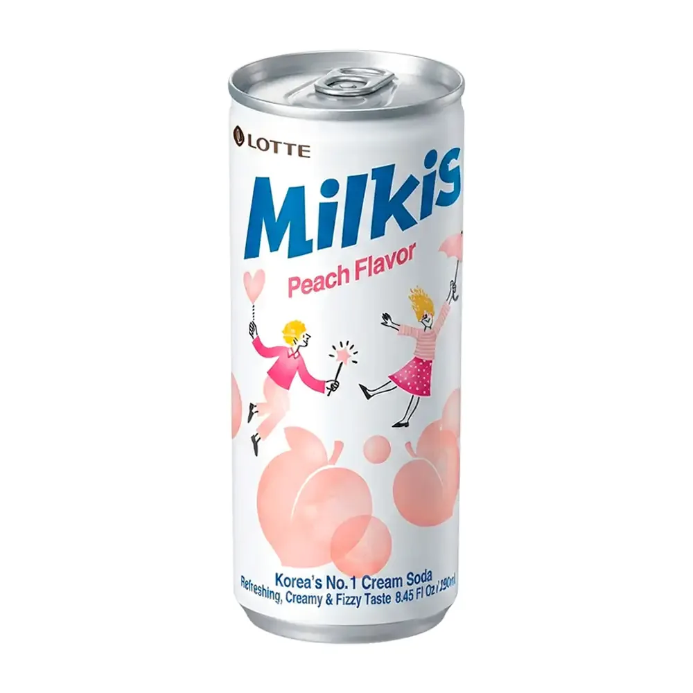Bebida coreana en lata carbonatada milkis sabor durazno, 250ml