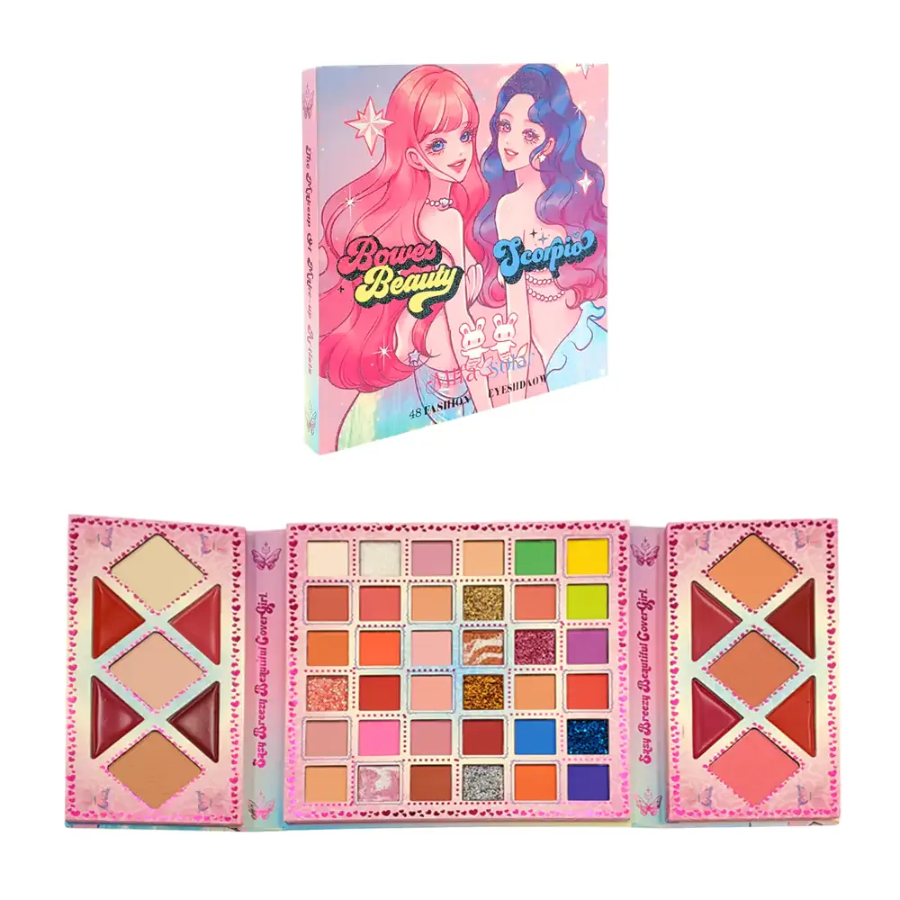 Paleta del zodiaco mifasolar con 48 tonos de sombras y estampado kawaii / b1-b03