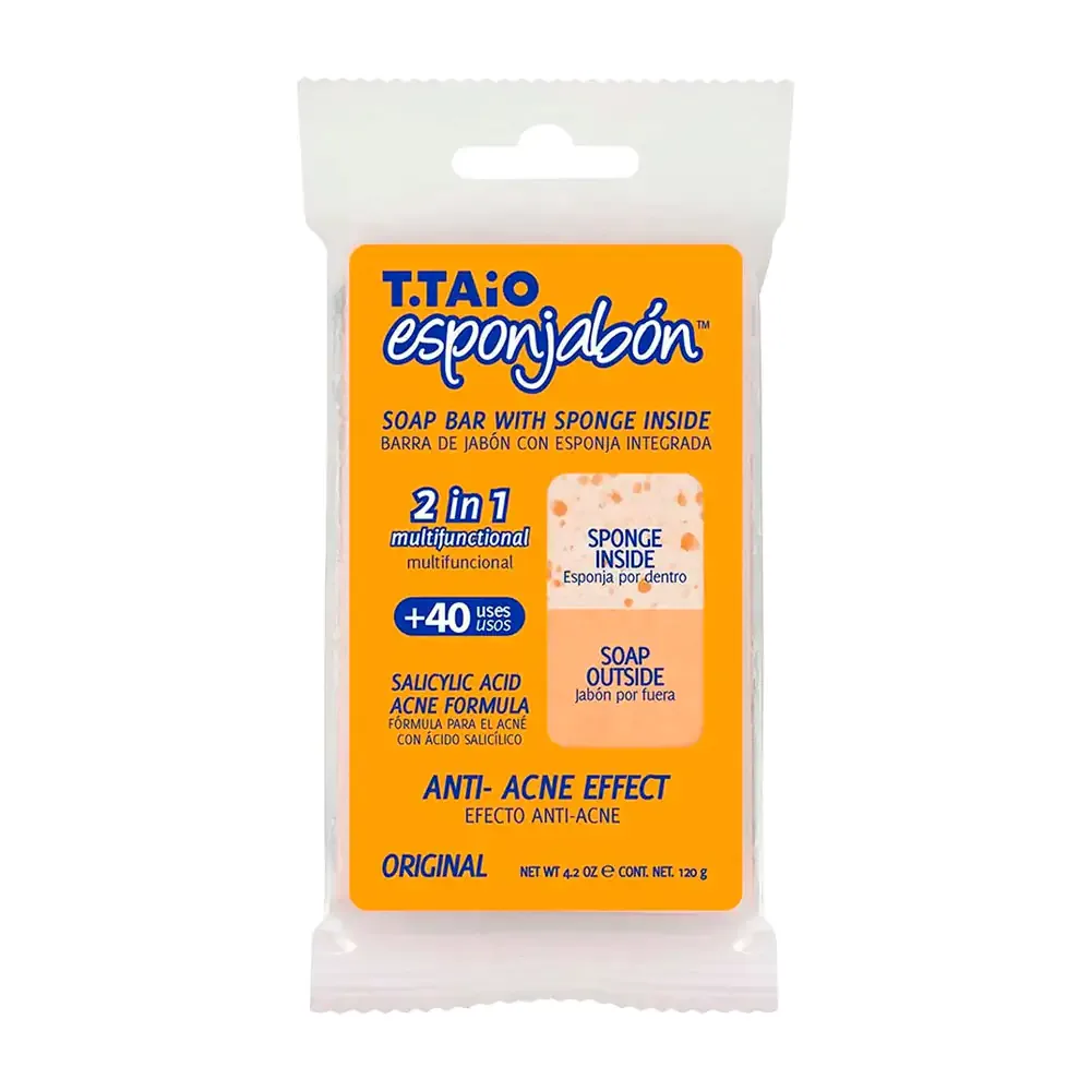 1pz esponjabón t.taio 2 en 1 con ácido salicílico efecto anti acné, 120g / 020188