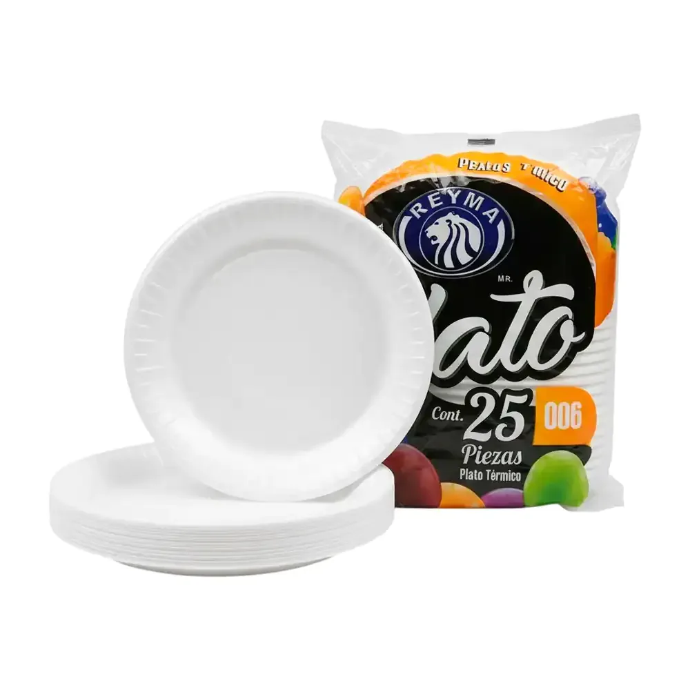 Paquete reyma con 25 platos del #006 liso, plato tpérmico para pastel / 805225