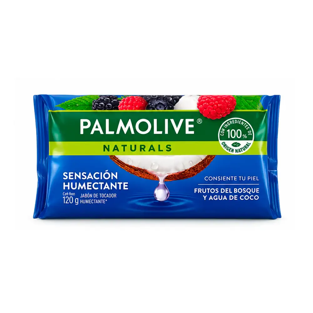 1pz jabón en barra palmolive naturals con aroma frutos del bosque y agua de coco, 120g / 682273