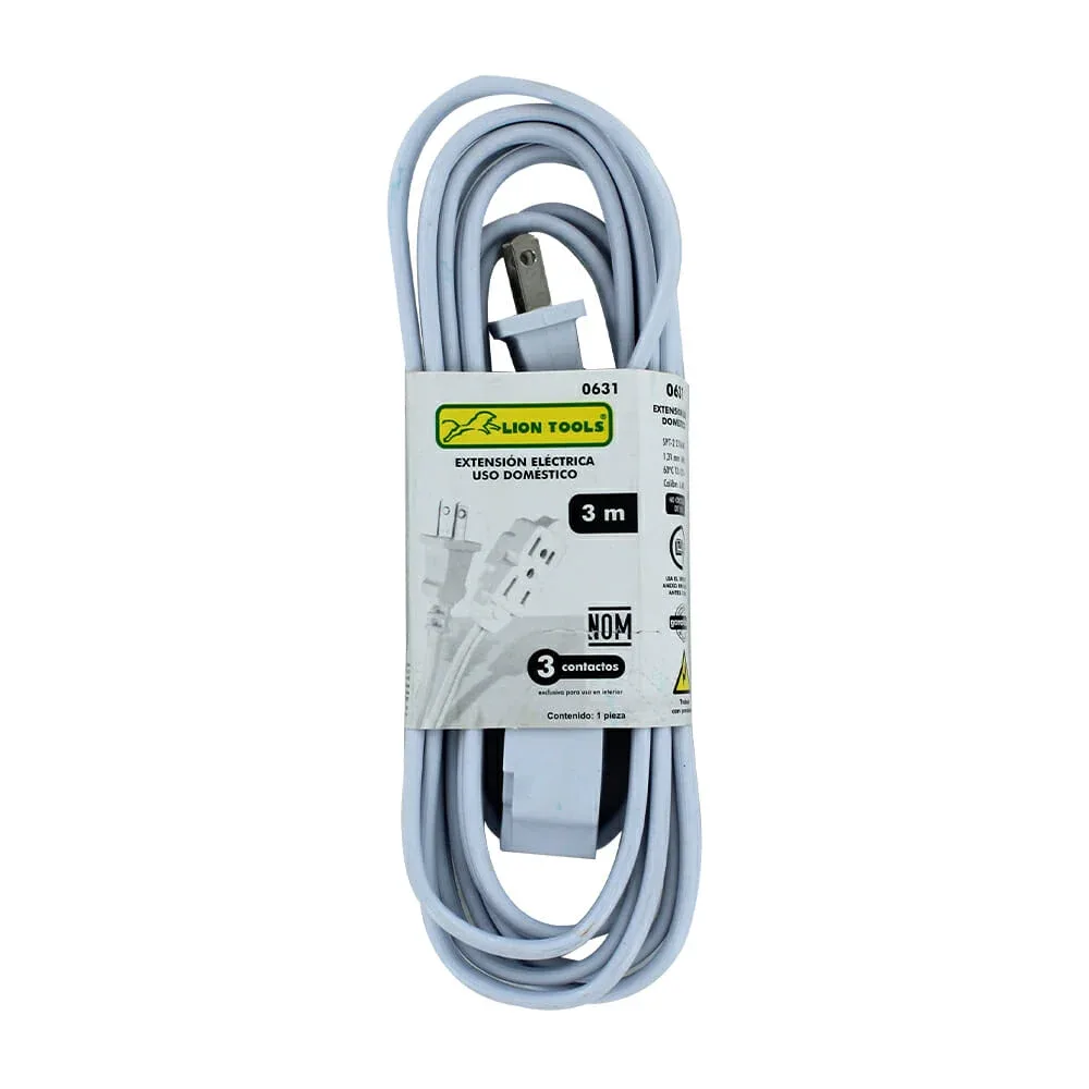 Extensión blanca lion tools para uso doméstico de 3 metros / 0631