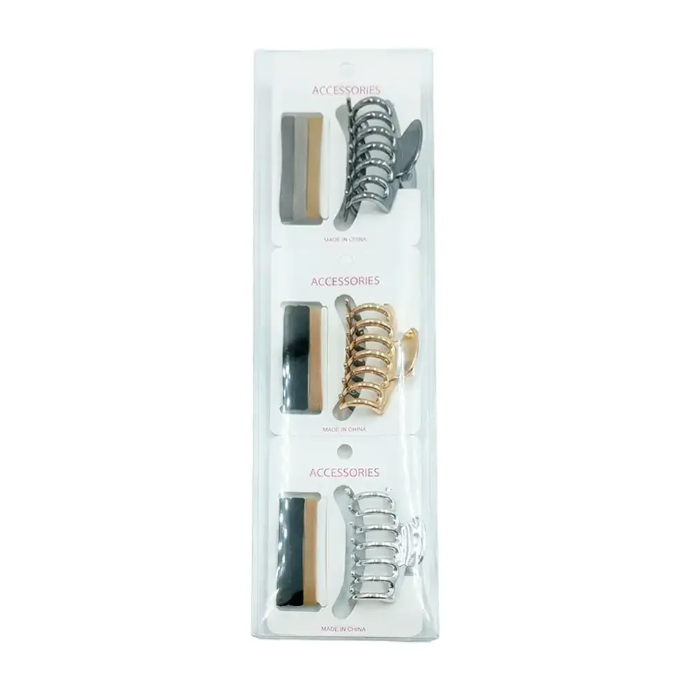 Blister con 1 pinza con efecto metálico + 3 ligas para el cabello, variedad
