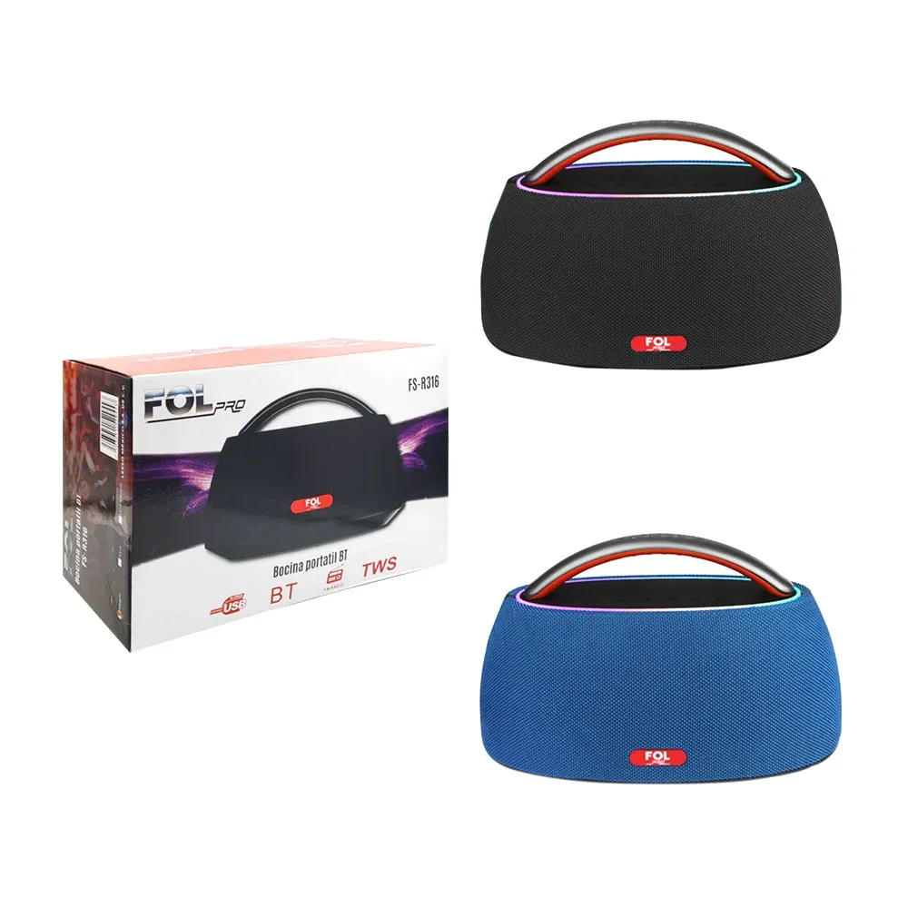 Bocina fol pro portátil, con sonido envolvente, puerto usb, tf y radio, con rgb