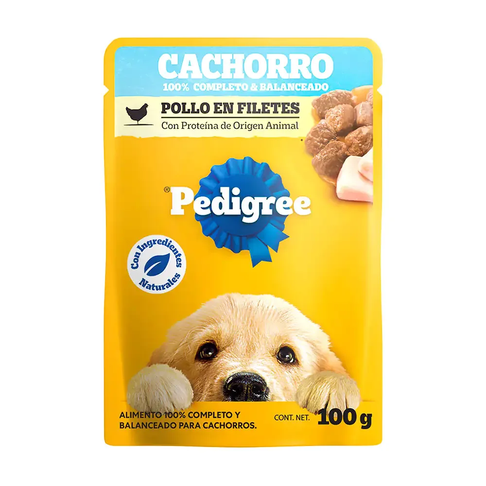1pz alimento húmedo pedigree sabor pollo en filetes para perros cachorros, 100g / 5915