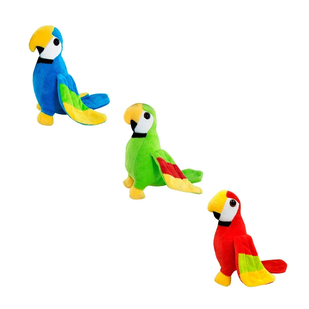 Juguete afelpado para mascotas, guacamaya con chifle, 19cm, variedad de colores
