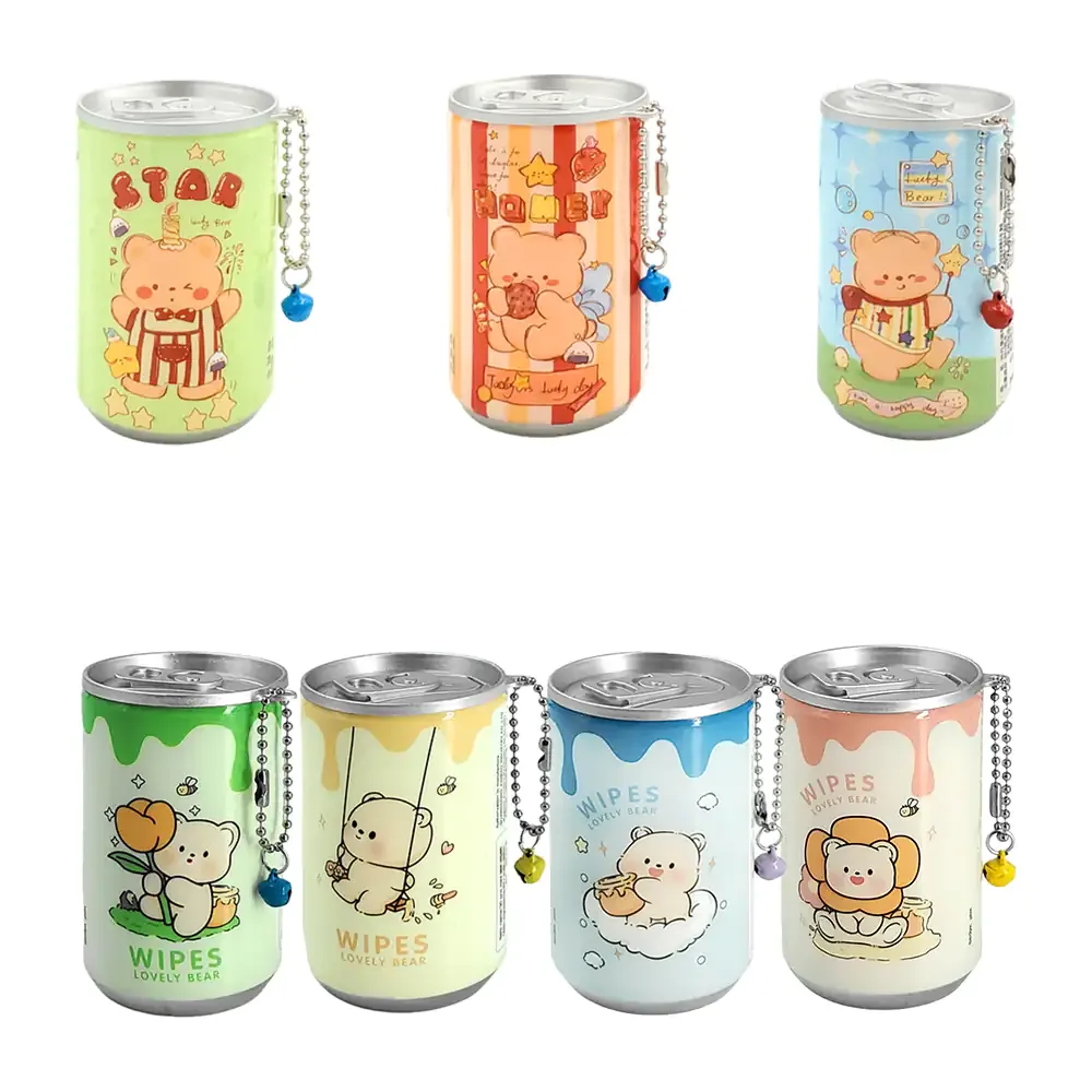 Mini lata con 30 toallas desmaquillantes con diseño de osito variedad de modelos