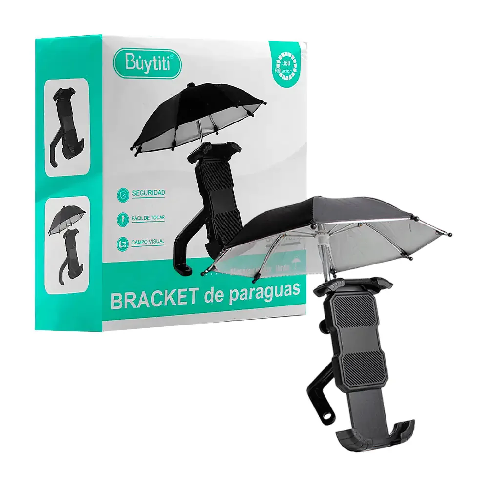 Soporte ajustable buytiti con mini paraguas incluido para bicicleta y rotación